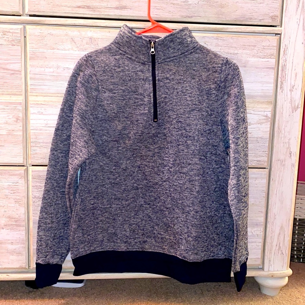 Gray/Navy Blue Quarter-Zip Sweatshirt